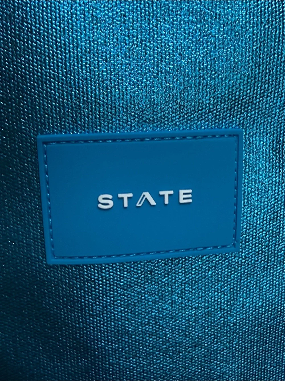 STATE Teal Metallic Kane Kids Large Backpack.